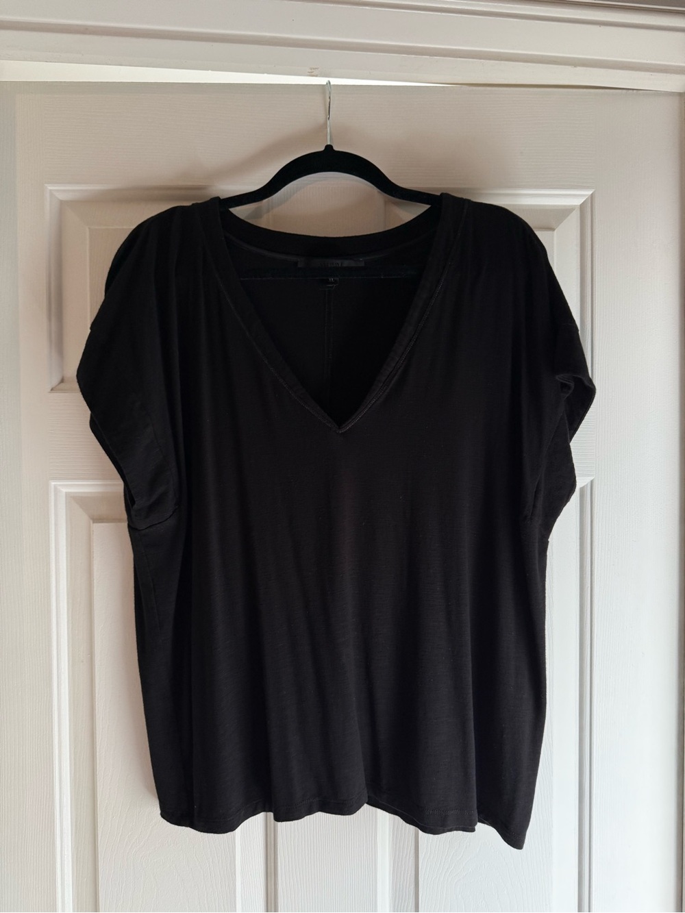 White House Black Market Black V-Neck Short Sleeve Top